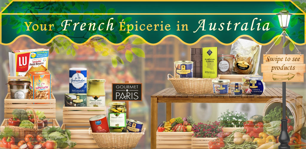 French Épicerie Store front with Gourmet de Paris products